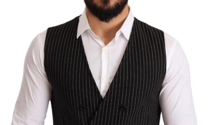 Dolce & Gabbana - Elegant Black Striped Formal Dress Vest