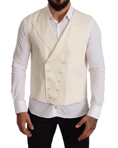 Dolce & Gabbana - Elegant Cream Woolen Double-Breasted Vest