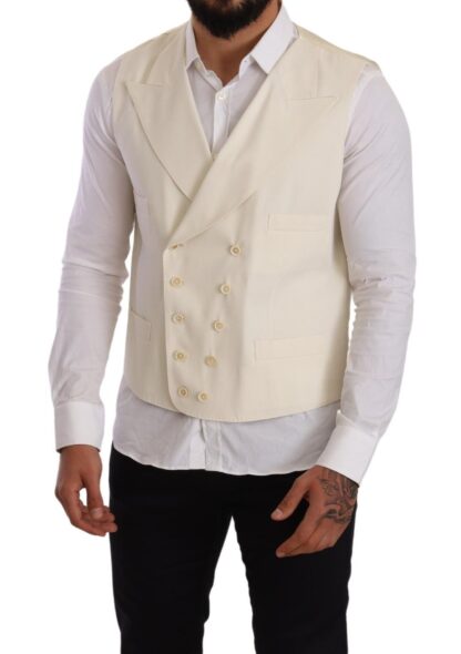 Dolce & Gabbana - Elegant Cream Woolen Double-Breasted Vest