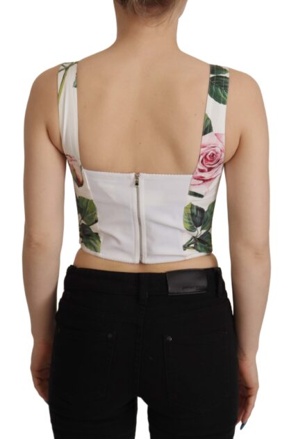 Dolce & Gabbana - Elegant Tropical Rose Print Sleeveless Corset Top