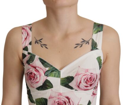 Dolce & Gabbana - Elegant Tropical Rose Print Sleeveless Corset Top