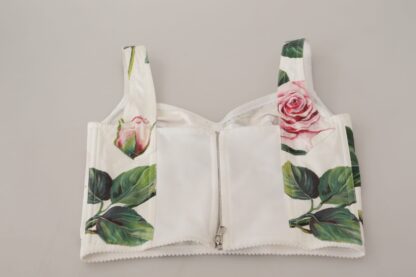 Dolce & Gabbana - Elegant Tropical Rose Print Sleeveless Corset Top