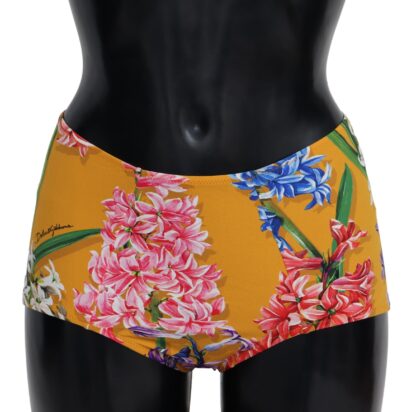 Dolce & Gabbana - Chic Orange Floral High Waist Bikini Bottom