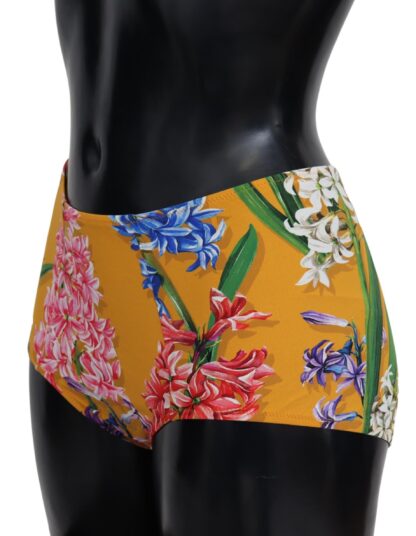 Dolce & Gabbana - Chic Orange Floral High Waist Bikini Bottom