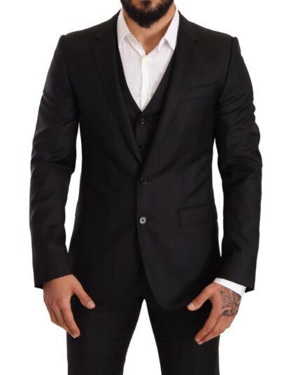 Dolce & Gabbana - Elegant Black Striped Wool Three-Piece Suit