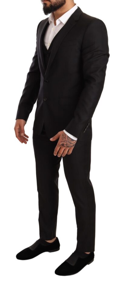 Dolce & Gabbana - Elegant Black Striped Wool Three-Piece Suit