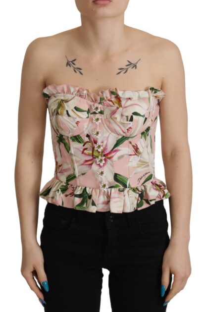 Dolce & Gabbana - Romantic Pink Floral Bustier Top