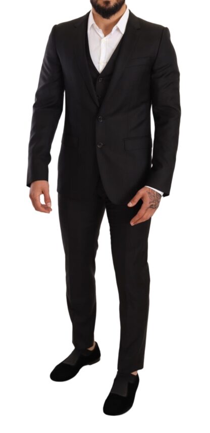 Dolce & Gabbana - Elegant Black Striped Wool Three-Piece Suit