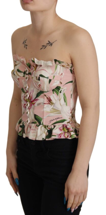 Dolce & Gabbana - Romantic Pink Floral Bustier Top