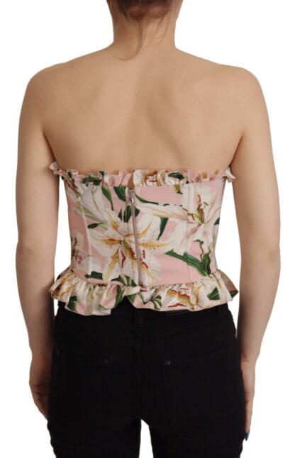 Dolce & Gabbana - Romantic Pink Floral Bustier Top