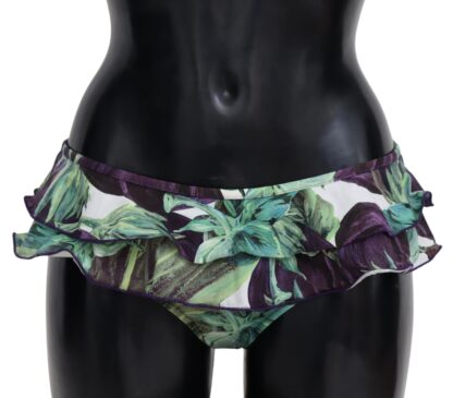 Dolce & Gabbana - Eggplant Print Green Bikini Bottom