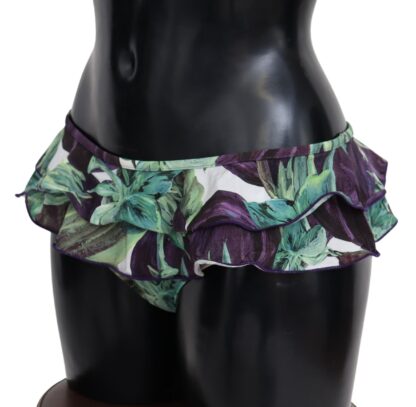 Dolce & Gabbana - Eggplant Print Green Bikini Bottom