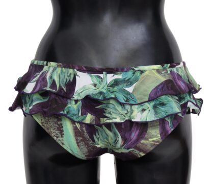 Dolce & Gabbana - Eggplant Print Green Bikini Bottom