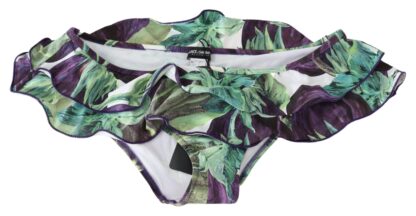 Dolce & Gabbana - Eggplant Print Green Bikini Bottom