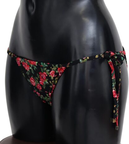 Dolce & Gabbana - Elegant Black Roses Print Bikini Bottom