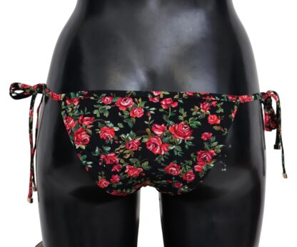 Dolce & Gabbana - Elegant Black Roses Print Bikini Bottom