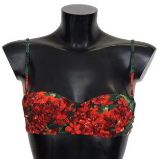 Dolce & Gabbana - Chic Black Floral Bikini Top with Tie Neck