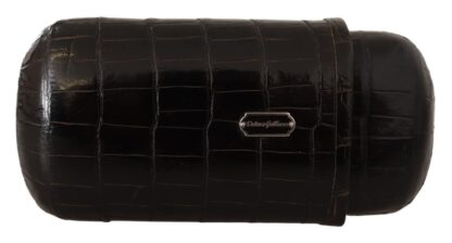 Dolce & Gabbana - Elegant Dual Slot Crocodile Leather Cigar Case