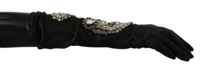 Dolce & Gabbana - Elegant Crystal Embellished Black Gloves