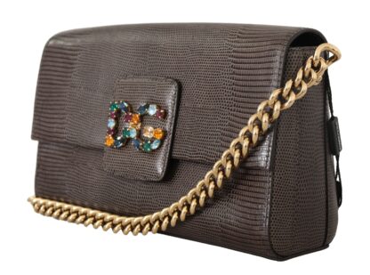 Dolce & Gabbana - Elegant Gray Crystal-Embellished Shoulder Bag