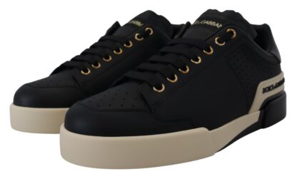 Dolce & Gabbana - Elegant Black Leather Low Top Sneakers