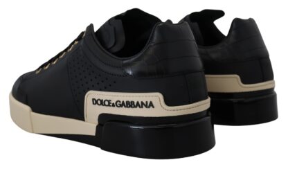 Dolce & Gabbana - Elegant Black Leather Low Top Sneakers