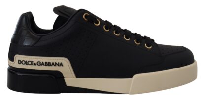 Dolce & Gabbana - Elegant Black Leather Low Top Sneakers