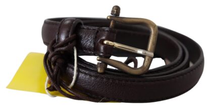 Scervino Street - Elegant Dark Brown Leather Belt with Bronze-Tone Hardware