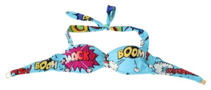 Dolce & Gabbana - Chic Light Blue Cartoon Print Bikini Top