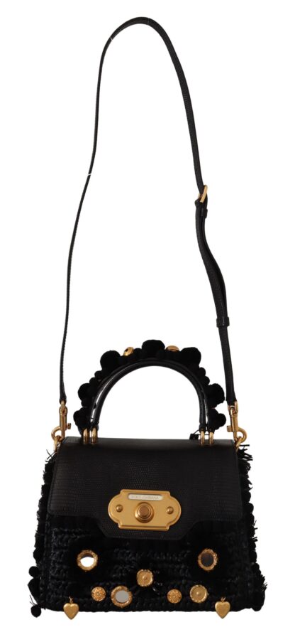 Dolce & Gabbana - Elegant Black Gold Detail Shoulder Bag