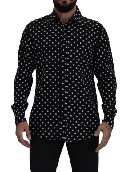 Dolce & Gabbana - Elegant Black Polka Dot Silk Men's Shirt