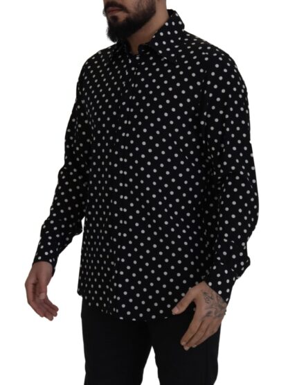 Dolce & Gabbana - Elegant Black Polka Dot Silk Men's Shirt