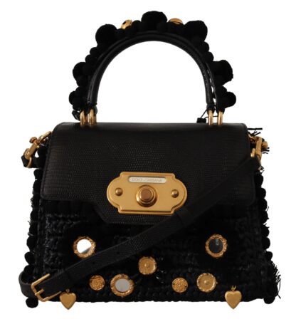 Dolce & Gabbana - Elegant Black Gold Detail Shoulder Bag