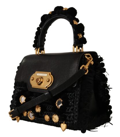 Dolce & Gabbana - Elegant Black Gold Detail Shoulder Bag