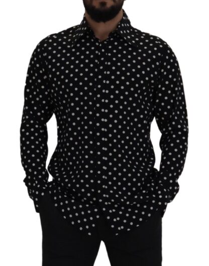 Dolce & Gabbana - Elegant Black Polka Dot Silk Men's Shirt