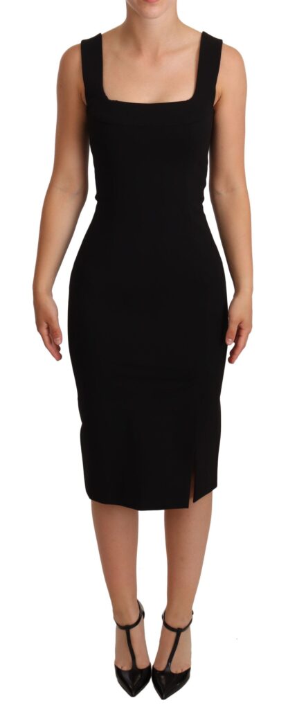 Dolce & Gabbana - Sleek Square Neck Midi Cocktail Dress