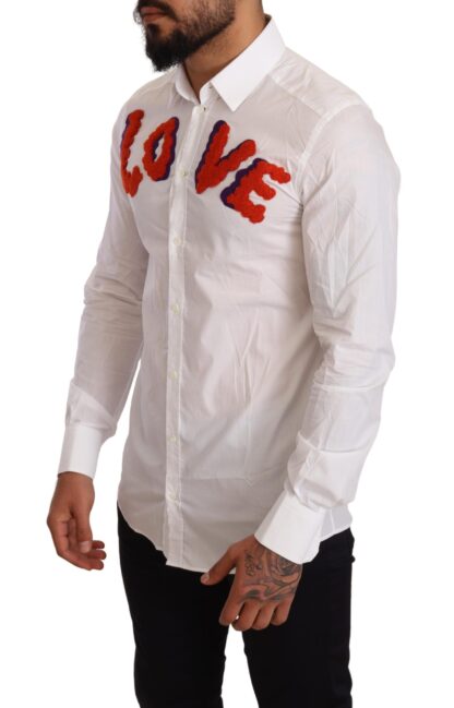 Dolce & Gabbana - Elegant White Cotton Poplin Shirt with Love Patch