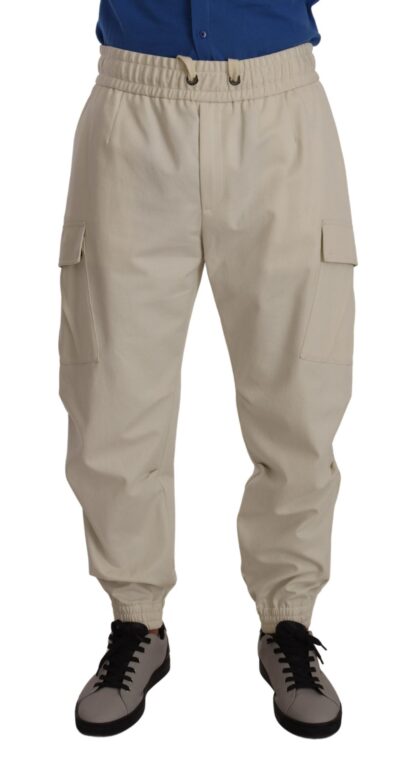 Dolce & Gabbana - Off White Cotton Jogger Cargo Sweatpants