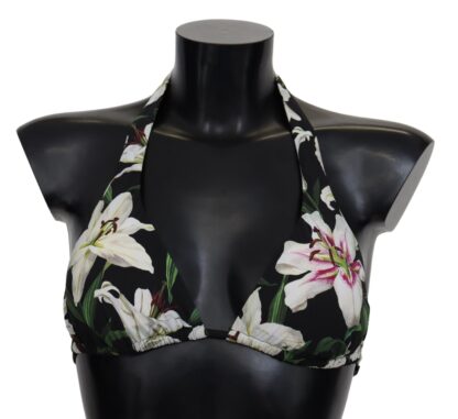 Dolce & Gabbana - Elegant Lilies Print Bikini Top for Summer Escapes