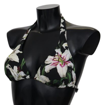 Dolce & Gabbana - Elegant Lilies Print Bikini Top for Summer Escapes