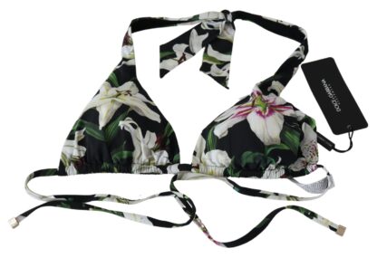 Dolce & Gabbana - Elegant Lilies Print Bikini Top for Summer Escapes