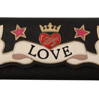 Dolce & Gabbana - Elegant Continental Leather Wallet with Rose Design