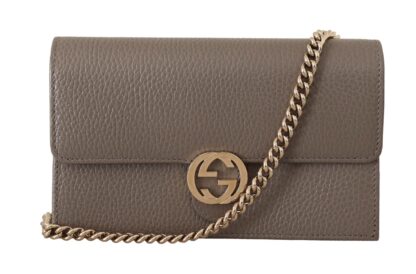 Gucci - Elegant Grey Leather Shoulder Bag