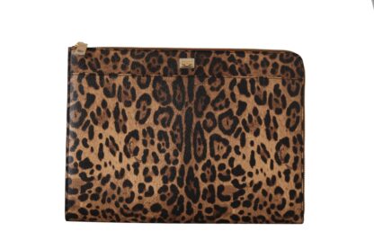 Dolce & Gabbana - Elegant Leopard Print Leather Clutch