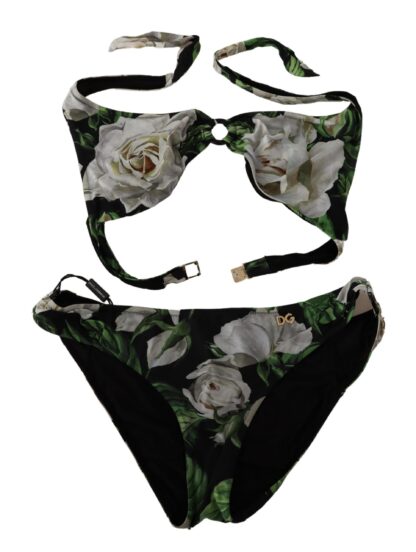 Dolce & Gabbana - Elegant Black Rose Printed Two-Piece Bikini