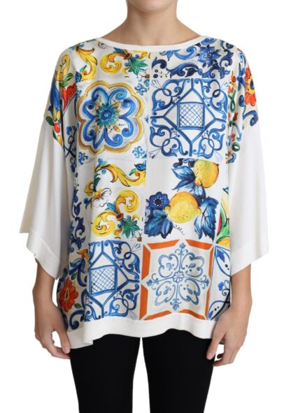 Dolce & Gabbana - Elegant Off-White Silk Majolica Top