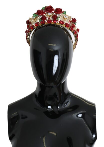 Dolce & Gabbana - Gold Crystal Rose Rouge Headband Crown Diadem