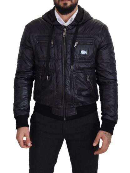 Dolce & Gabbana - Elegant Black Bomber Jacket with Hood