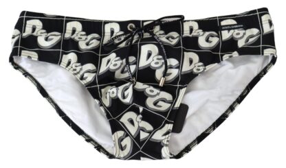 Dolce & Gabbana - Chic Black Logo Print Swim Briefs