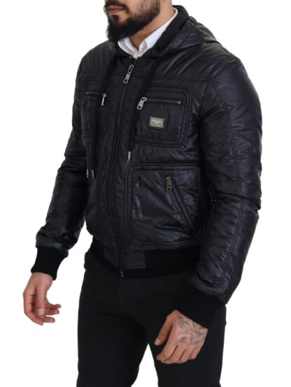 Dolce & Gabbana - Elegant Black Bomber Jacket with Hood